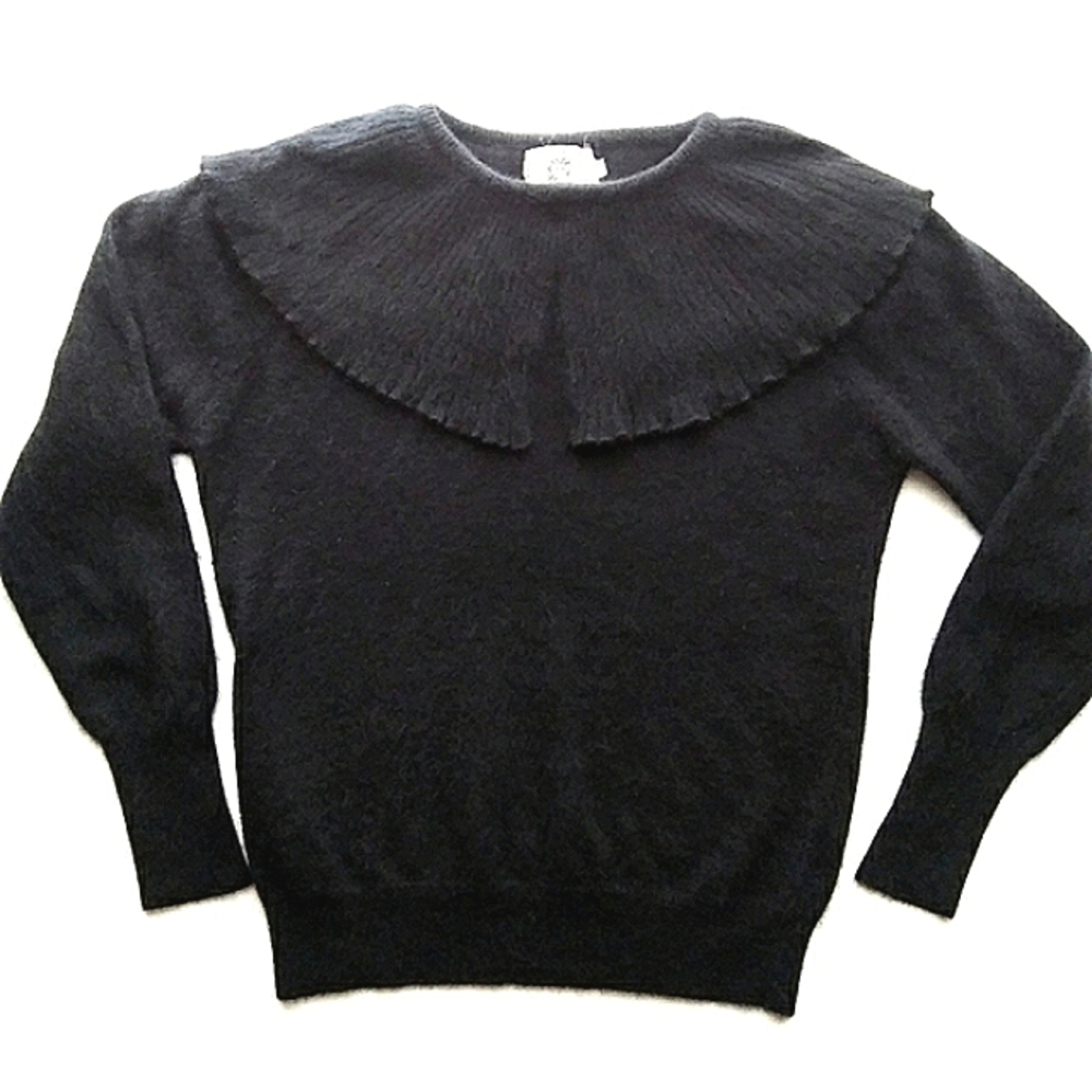 VINTAGE ANNE KLEIN LAMBSWOOL/ANGORA/NYLON BLACK SWEATER SOFT WARM DARK ACADEMIA